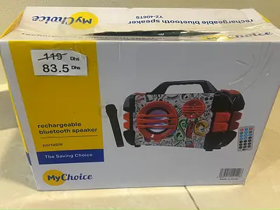 MyChoice Rechargeable Bluetooth Speaker with Mic and Remote (New in Box)