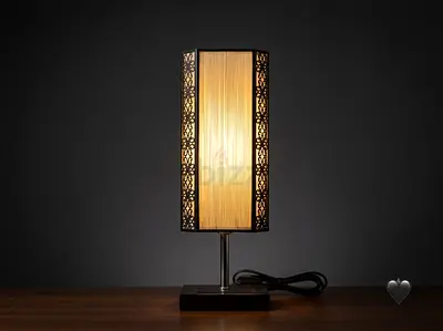 Modern Decorative Table Lamp with Carved Metal Panels