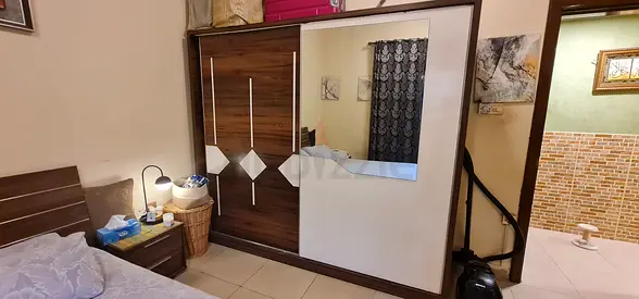 Used Door Sliding Wardrobe with Mirror - Dark Wood Finish
