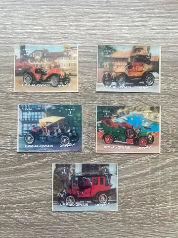 Set of 5 Vintage Car Collectible Cards (Umm Al Qiwain)