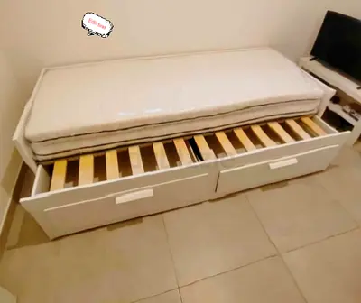 Ikea brimness Day bed frame with 2 big storage drawers underneath and with 2 Ikea mattresses