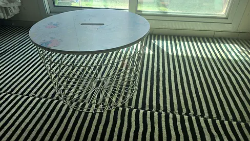 Round Wire Basket Coffee Table with Removable Wooden Top