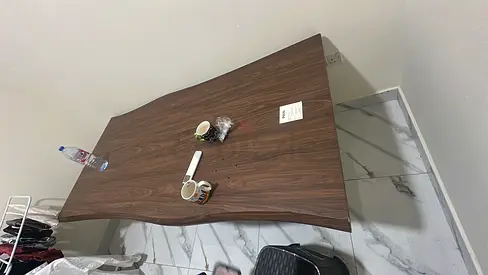 Wooden Dining Table with Live Edge Design