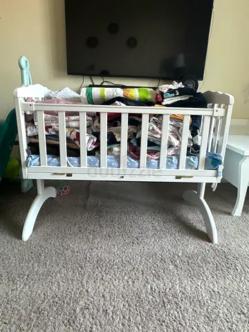 White Wooden Baby Cradle
