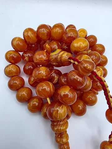 Handmade Amber-Colored Bead Tasbih / Prayer Beads - مسباح خراطة عمار احسين