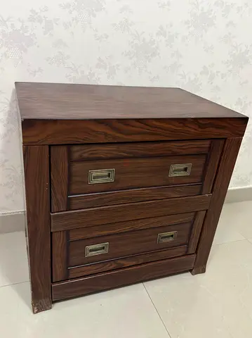 Solid wood bedside table / nightstand with two drawers