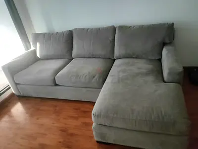 Very comfortable crate and barrel Axis gray lshape sofa