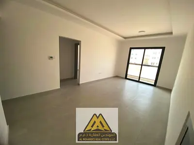 Annual 1-bedroom apartment for rent in Al Jurf 3, Ajman. First tenant, brand-new building, card access system, balcony, 2 bathrooms. Annual rent AED 3