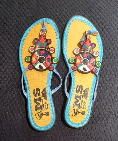 Womens Handmade Beaded Sandals – Size EU 37 – Blue – Good Condition