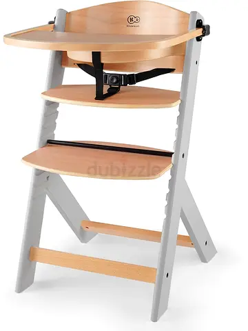 Adjustable Wooden High Chair with Tray and Safety Harness