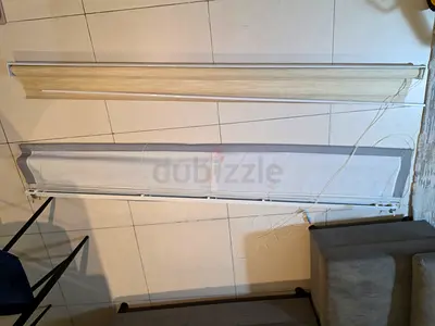 Used fabric roller blinds / window blinds - set of 2 (beige/grey)