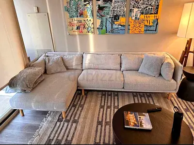 Crategbarrel L Shape Sofa Beige