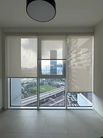 Set of neutral beige roller blinds — light-filtering, good condition