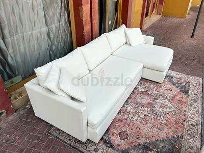 Feather 🪶 filled CrateBarrel Lounge deep L Shape Sofa Beige
