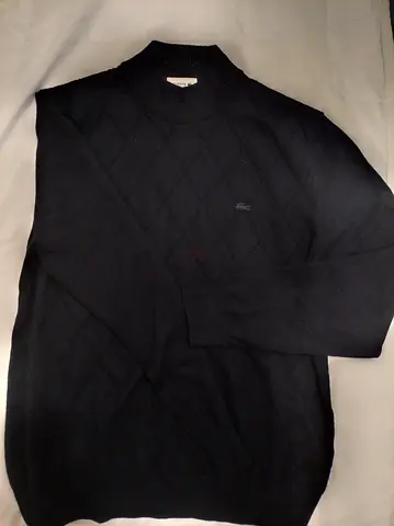 Navy Lacoste Diamond-Pattern Knit Sweater, Size L