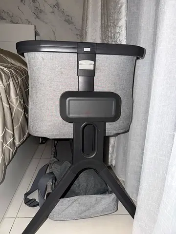 Sturdy Grey Baby High Chair with Tray and Safety Harness