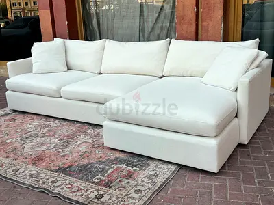 Top quality CrateBarrel Lounge Deep feather filled L Shape Sofa Beige