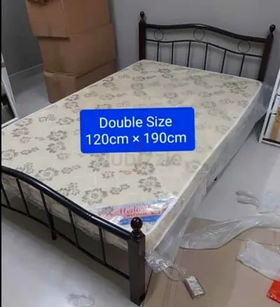 Double Metal Bed Frame with Double Mattress (120 x 190 cm) - Good Condition