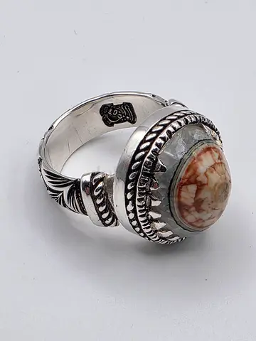 Silver Ring with Dawoodi Aqeeq - داوودي مميز صياغه الوليف