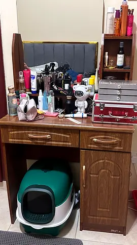 Wooden Dressing Table with Mirror and Storage - Good Used Condition