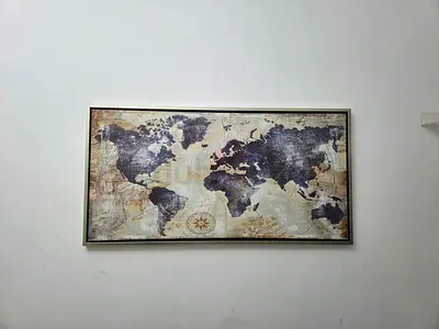 Framed Vintage World Map Wall Art - Large