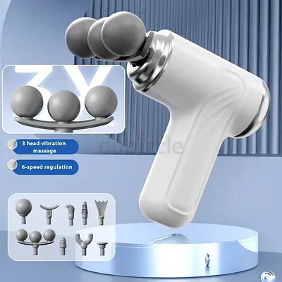 Brand New Handheld 3-Head Massage Gun with Multiple Attachments
