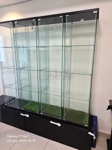 Large Glass Display Cabinet with Base and Shelves