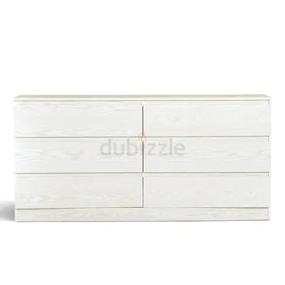 White 6-Drawer Wooden Dresser / Chest of Drawers - Modern Minimalist