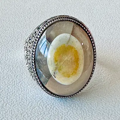 Yemeni Sulemani Aqeeq Silver Ring