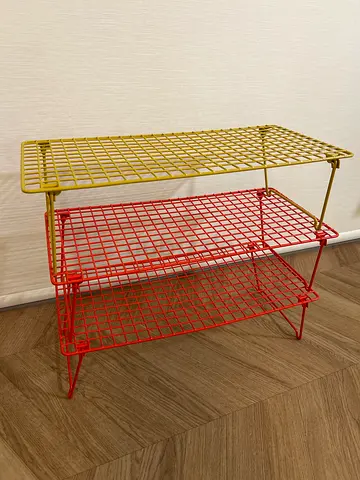 Small 3-tier Metal Wire Storage Rack - Yellow  Red