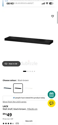 IKEA LACK Wall Shelf, black-brown 110x26 cm - Good condition