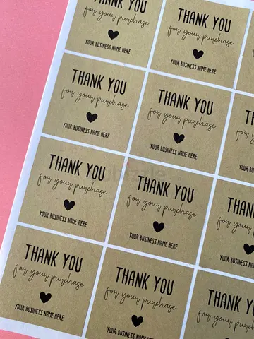 Pack of Kraft Thank You Stickers - Business Packaging Labels