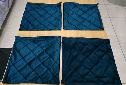 Set of 4 Dark Green Cushions Covers New