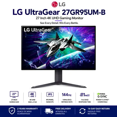 LG UltraGear 27GR95UM-B 27 4K UHD 144Hz Gaming Monitor