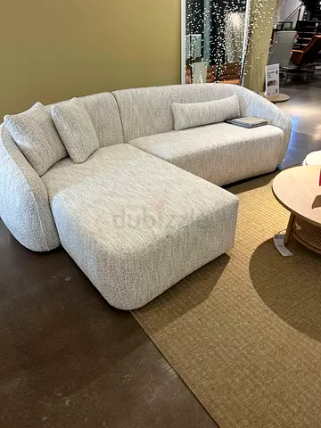 Light grey modern curved sectional sofa with chaise (good condition)