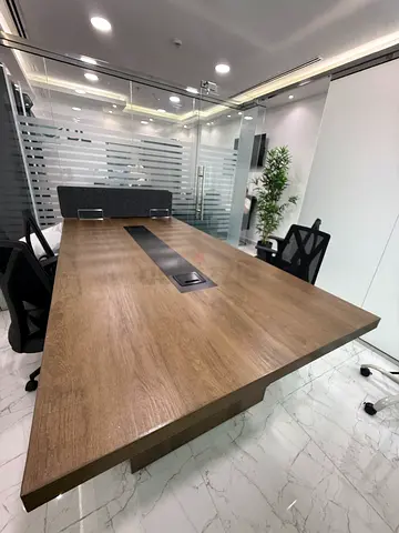 Large Wooden Conference Table with Built-in Cable Management - Excellent Condition