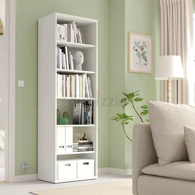 Slim White 6-Shelf Bookcase / Storage Unit - Good Condition
