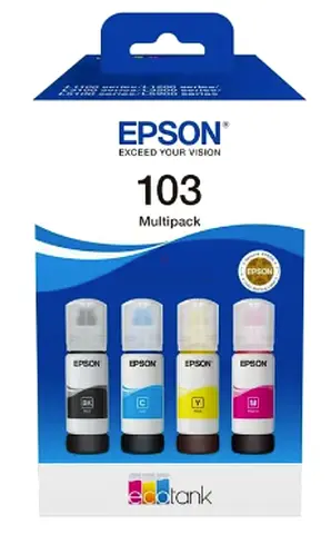 Pack of 4 Epson 103 Ink Bottle Set Black, Cyan, Yellow  Magenta