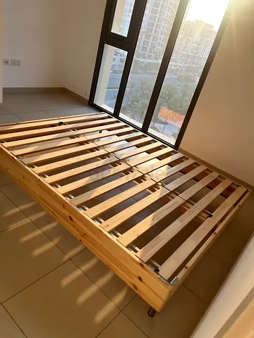 Ikea Solid Pine Slatted Double Bed Frame - very Good Condition