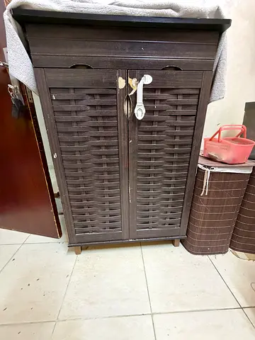 Brown Wooden Storage Cabinet / Wardrobe - 2 Doors