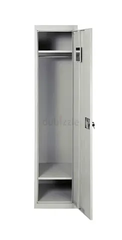 Single Metal Wardrobe Locker - Tall Storage Cabinet with Shelf and Hanging Rail