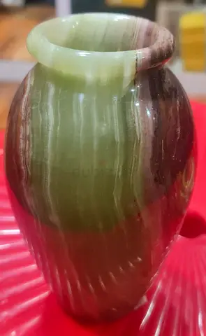 onyx vase - green brown, hand-polished-12cm height,8cm length