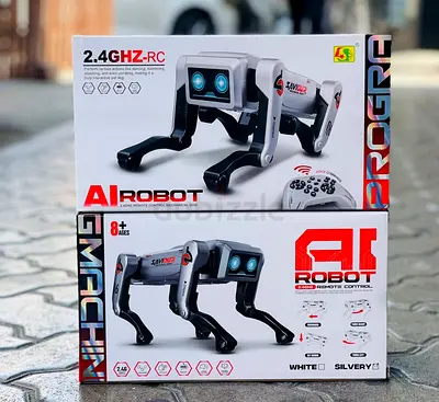 Remote Control AI Robot Dog - 2.4GHz RC, Light Eyes, White