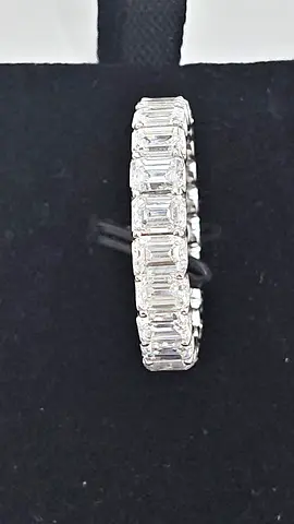 Emerald-cut lab grown diamond eternity band, with 18k white gold finish
