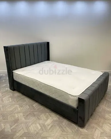 Luxury Fabric Bed Frame With Mattress Stylish Modern Design Headboard
