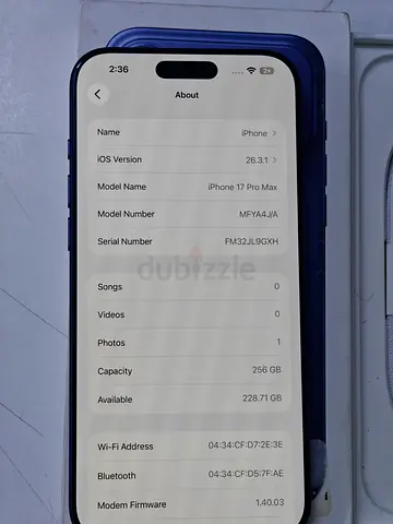iPhone 17 pro max 256gb,Blue
