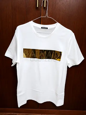 Balmain Logo T-Shirt with Metallic Print -  White - Size M