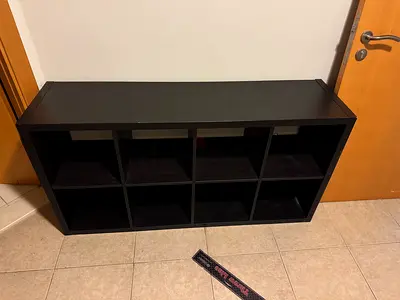 Black Wooden Storage Shelf – 8 Cube Compartments