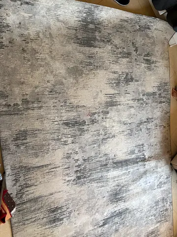 Light grey abstract area rug - good condition, needs a wash