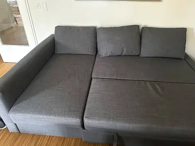 Grey Fabric Corner Sofa Bed with Chaise Lounge